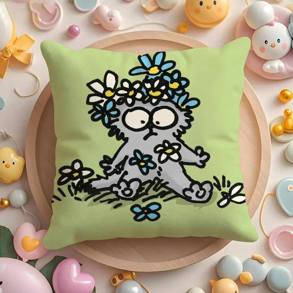 Pluszowa poszewka Simon's Cat dwustronna — ciepła i zmywalna Zielony