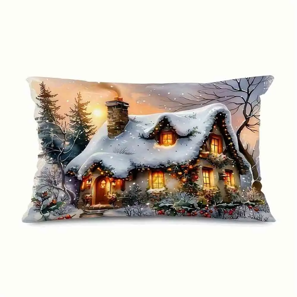 Poszewka na poduszkę świąteczna tematyczna do salonu 30x50 cm Różowy