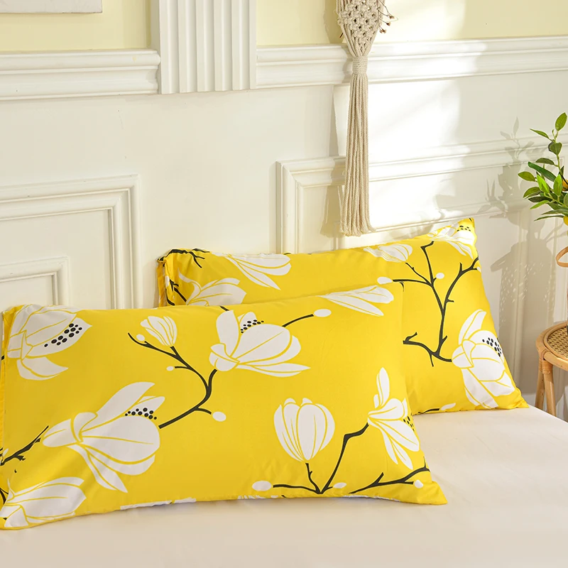 Poszewki na poduszki drukowane 48×74 cm — komplet 2 sztuk do łóżka żółty