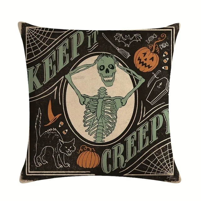 Poszewki na poduszki Halloween 45x45 - dynia, kot, duch, 4 szt. Pomarańczowy