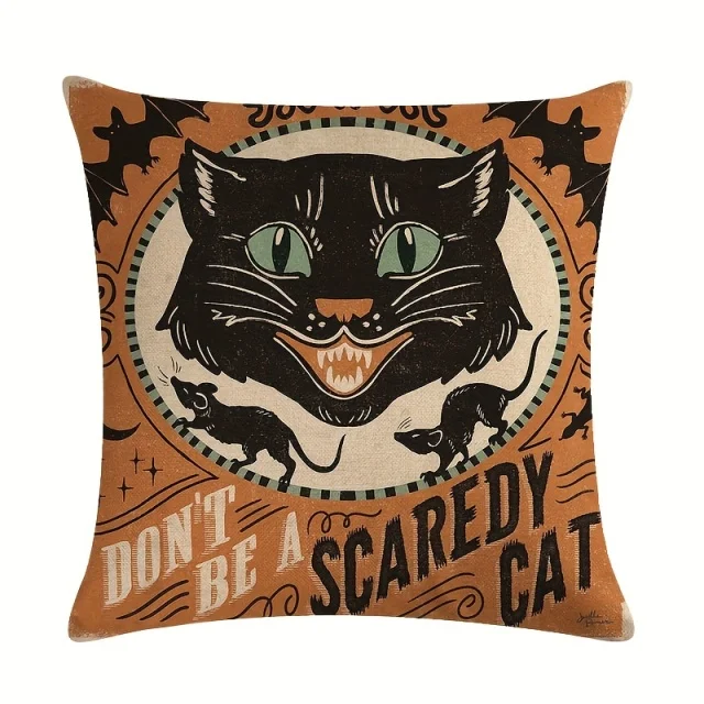 Poszewki na poduszki Halloween 45x45 - dynia, kot, duch, 4 szt. Srebrny