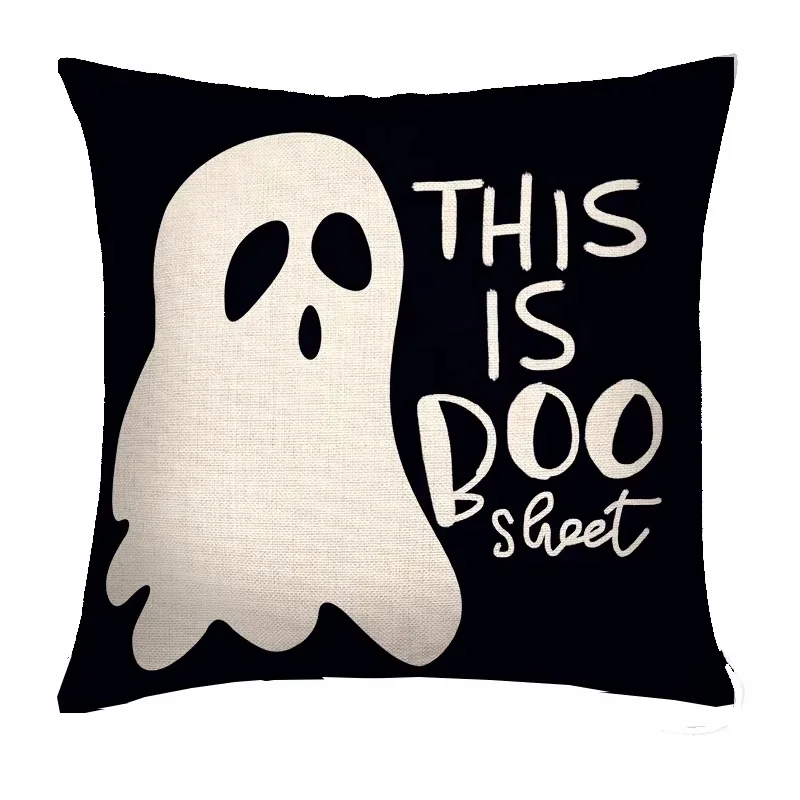 Poszewki na poduszki Halloween 45x45 - dynia, kot, duch, 4 szt. Szary