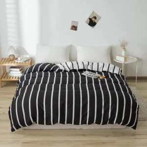 Poszwa na kołdrę 150x200 w stylu nordyckim w serca Czarny