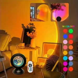Projektor zachodu słońca z pilotem 16 kolorów RGB do sypialni Niebieski