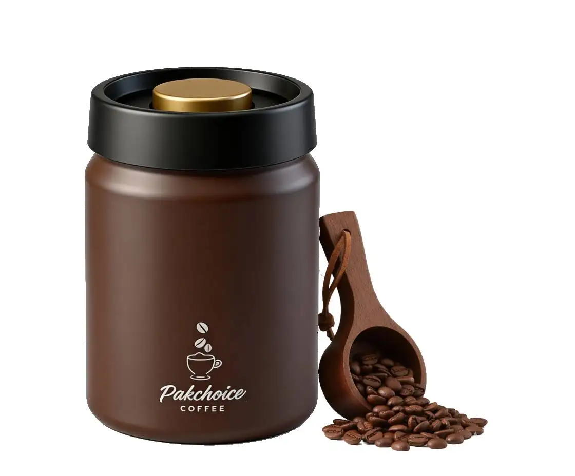 Próżniowy pojemnik na kawę ze stali nierdzewnej 900ml jar spoon set