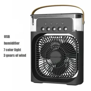 Przenośny mini klimatyzator 3 w 1 z lampką nocną LED Czarny
