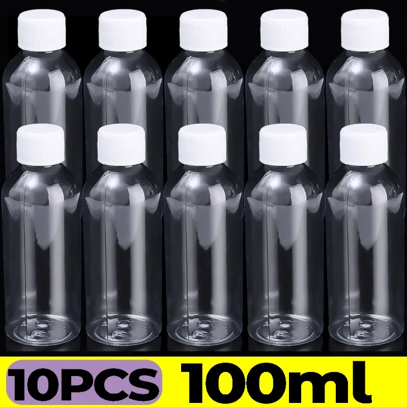 Przezroczyste plastikowe butelki z zakrętką na próbki 100ml
