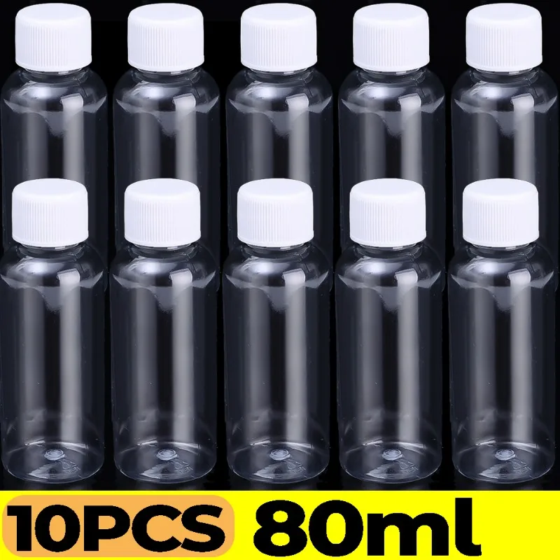 Przezroczyste plastikowe butelki z zakrętką na próbki 80ml