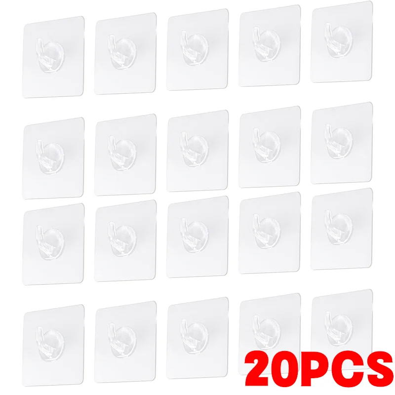 Mocne przezroczyste haki samoprzylepne na ścianę 20pcs