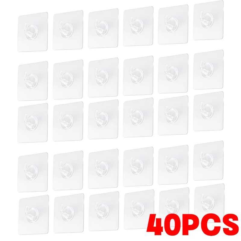 Mocne przezroczyste haki samoprzylepne na ścianę 40pcs