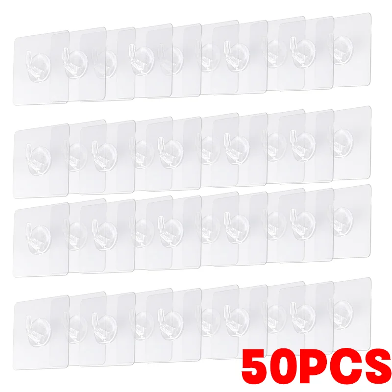 Mocne przezroczyste haki samoprzylepne na ścianę 50pcs