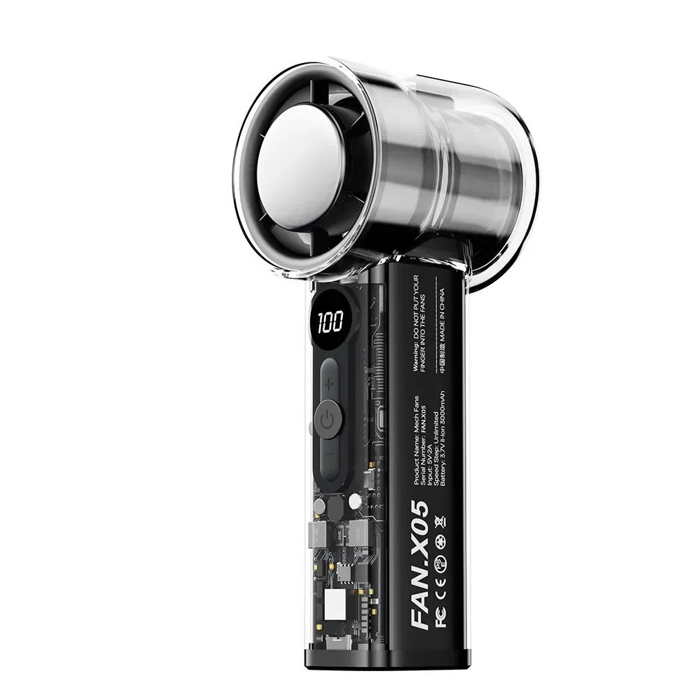 Przezroczysty mini wentylator ręczny USB z oświetleniem LED Inne