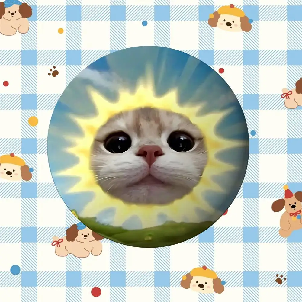 Przypinka z kotem mem kawaii broszka Brązowy