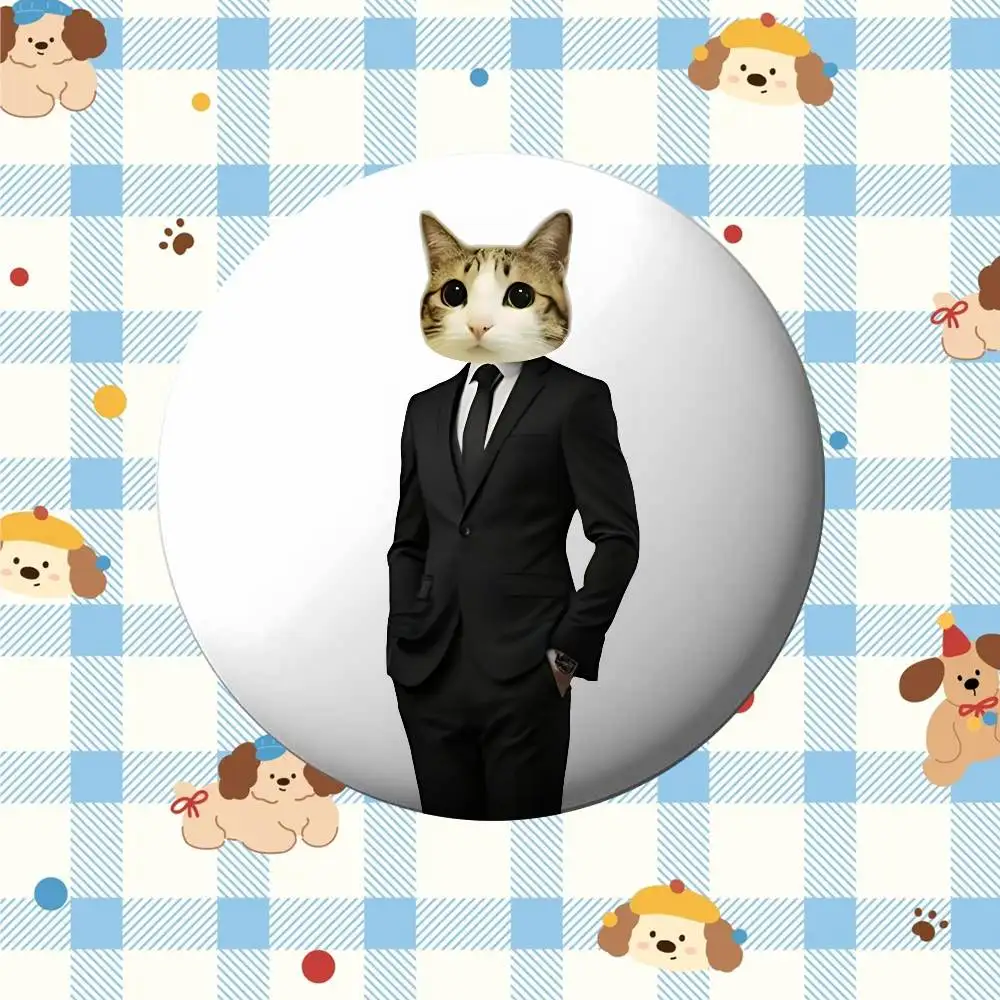 Przypinka z kotem mem kawaii broszka Ciemny brąz