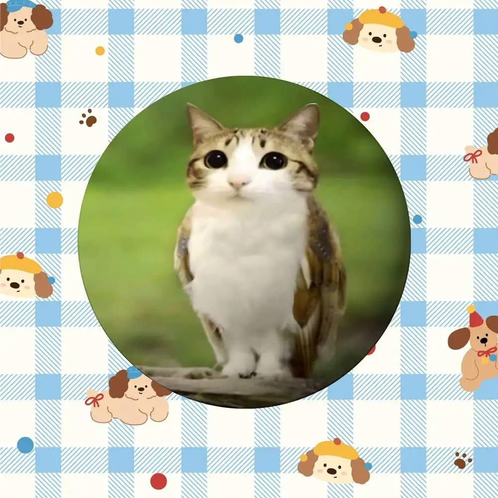 Przypinka z kotem mem kawaii broszka Jasnoszary