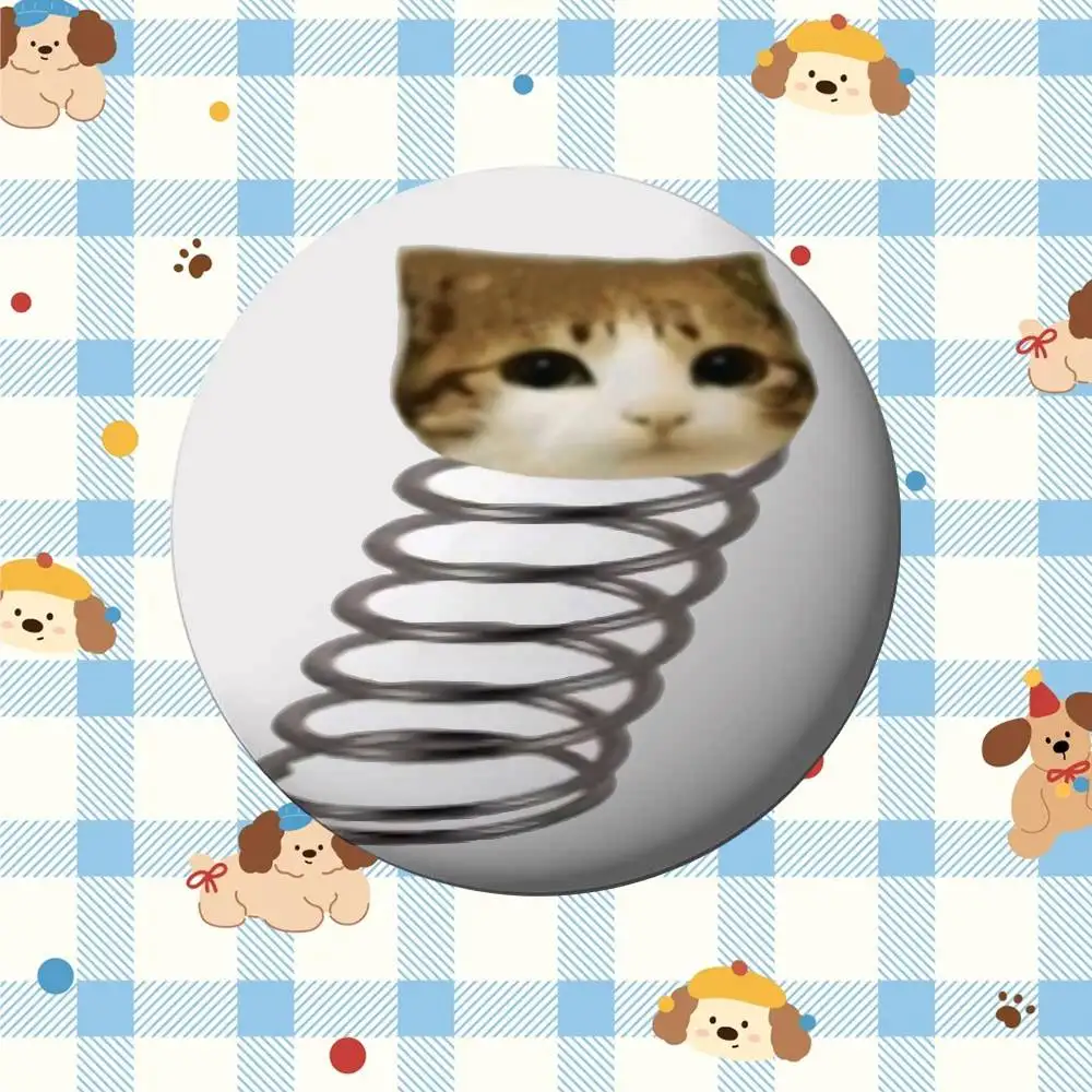 Przypinka z kotem mem kawaii broszka Różowy