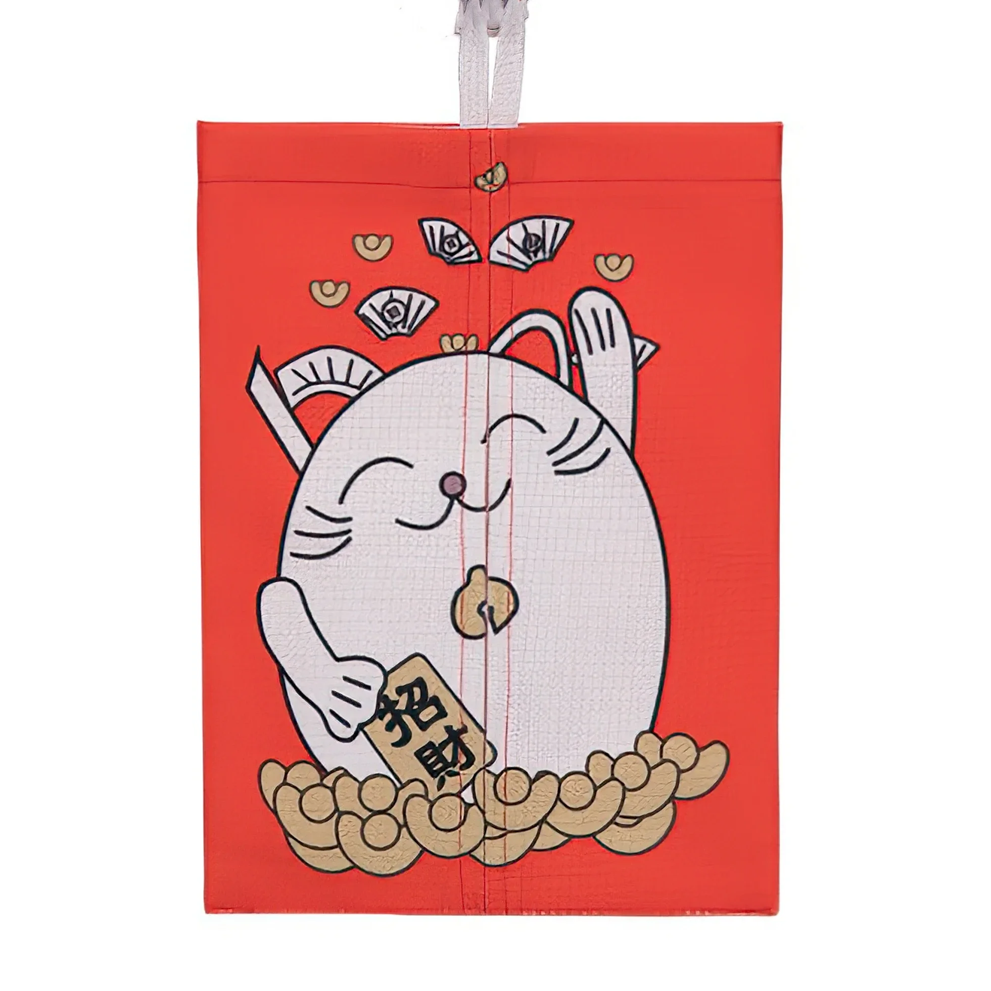 Pudełko na chusteczki z kotkiem Lucky Cat z bawełny i lnu Biały