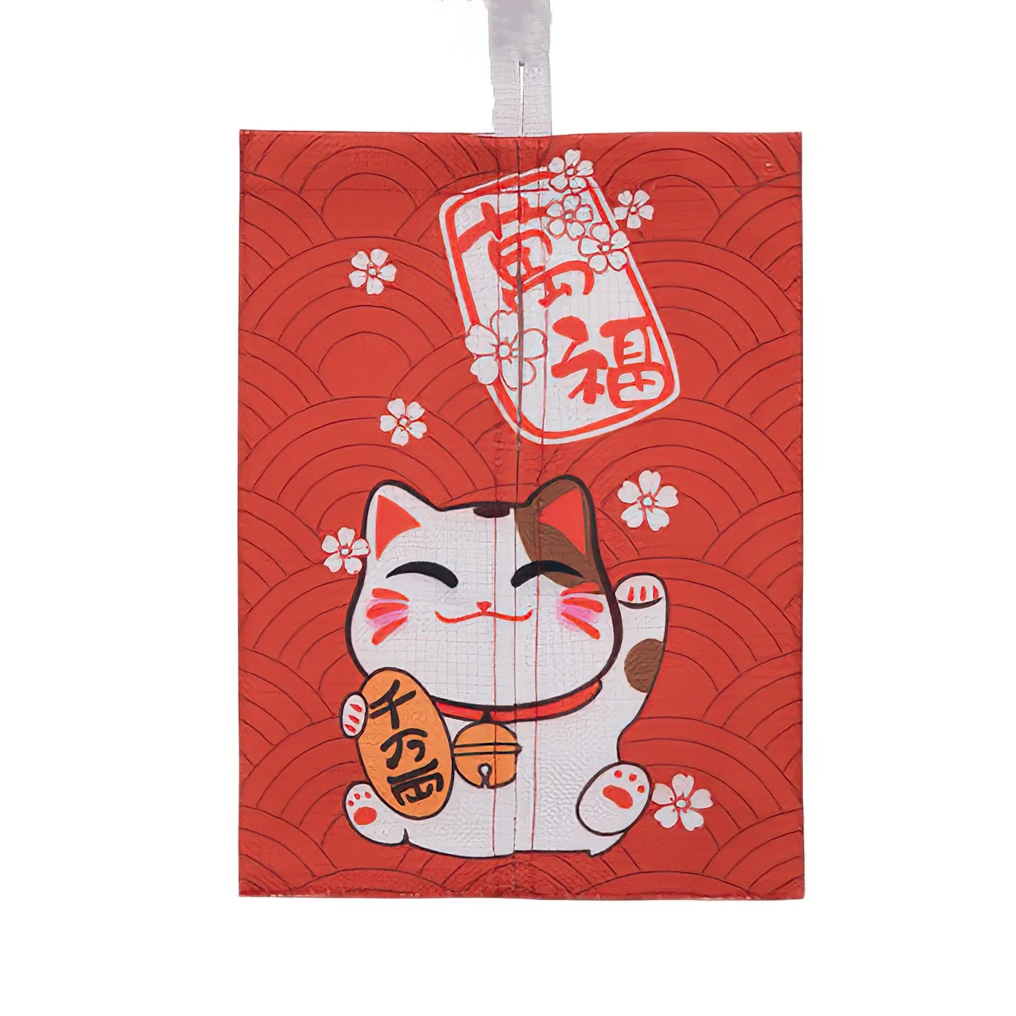 Pudełko na chusteczki z kotkiem Lucky Cat z bawełny i lnu Czarny