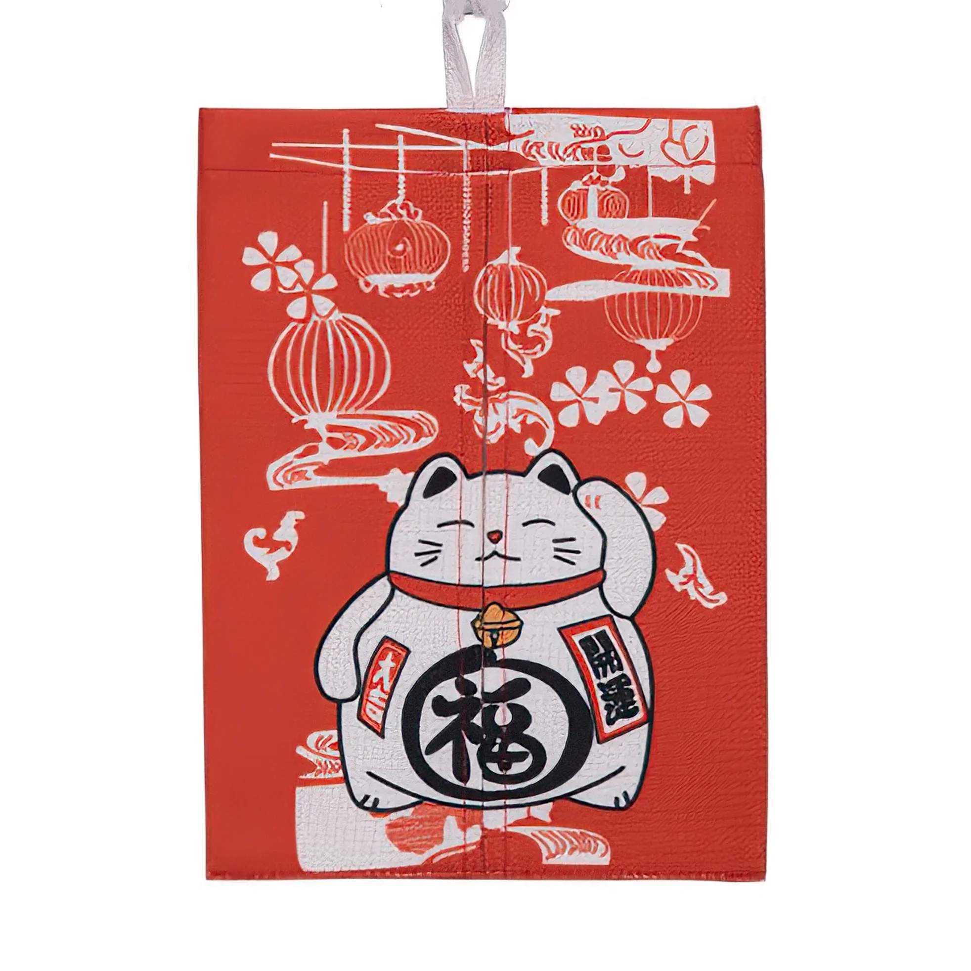 Pudełko na chusteczki z kotkiem Lucky Cat z bawełny i lnu Granatowy