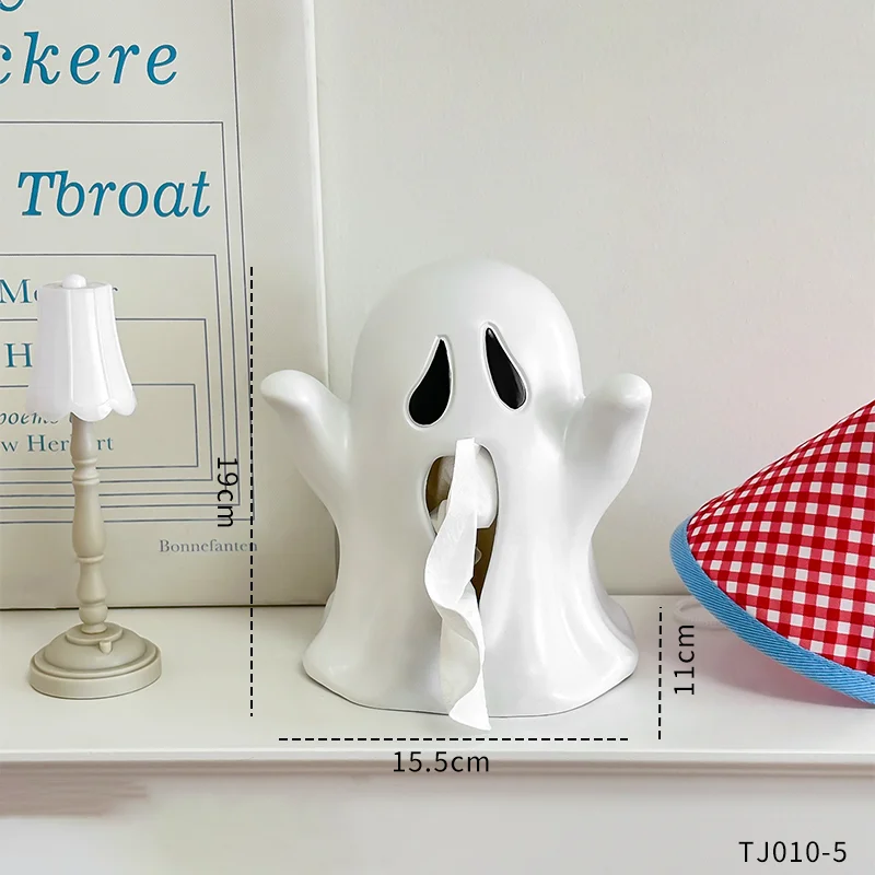 Pudełko na chusteczki duszek - dekoracja na Halloween Biały