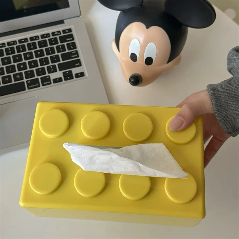 Pudełko na chusteczki w kształcie klocków LEGO żółty