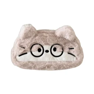 Puszysty piórnik z kotem - pojemne etui dla dzieci Burgundia