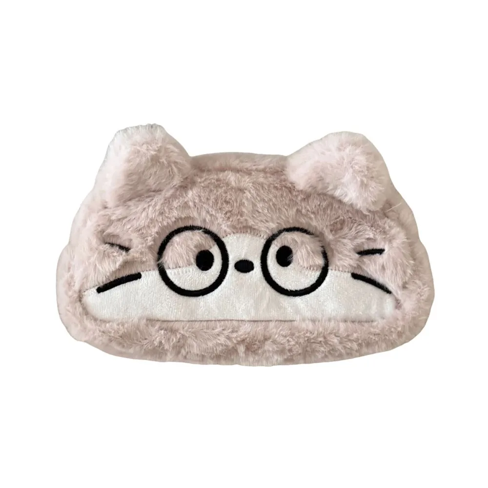 Puszysty piórnik z kotem - pojemne etui dla dzieci Burgundia