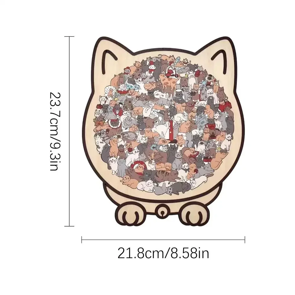 Puzzle w kształcie kota 135 elementów kolory Morandi Jasnoszary