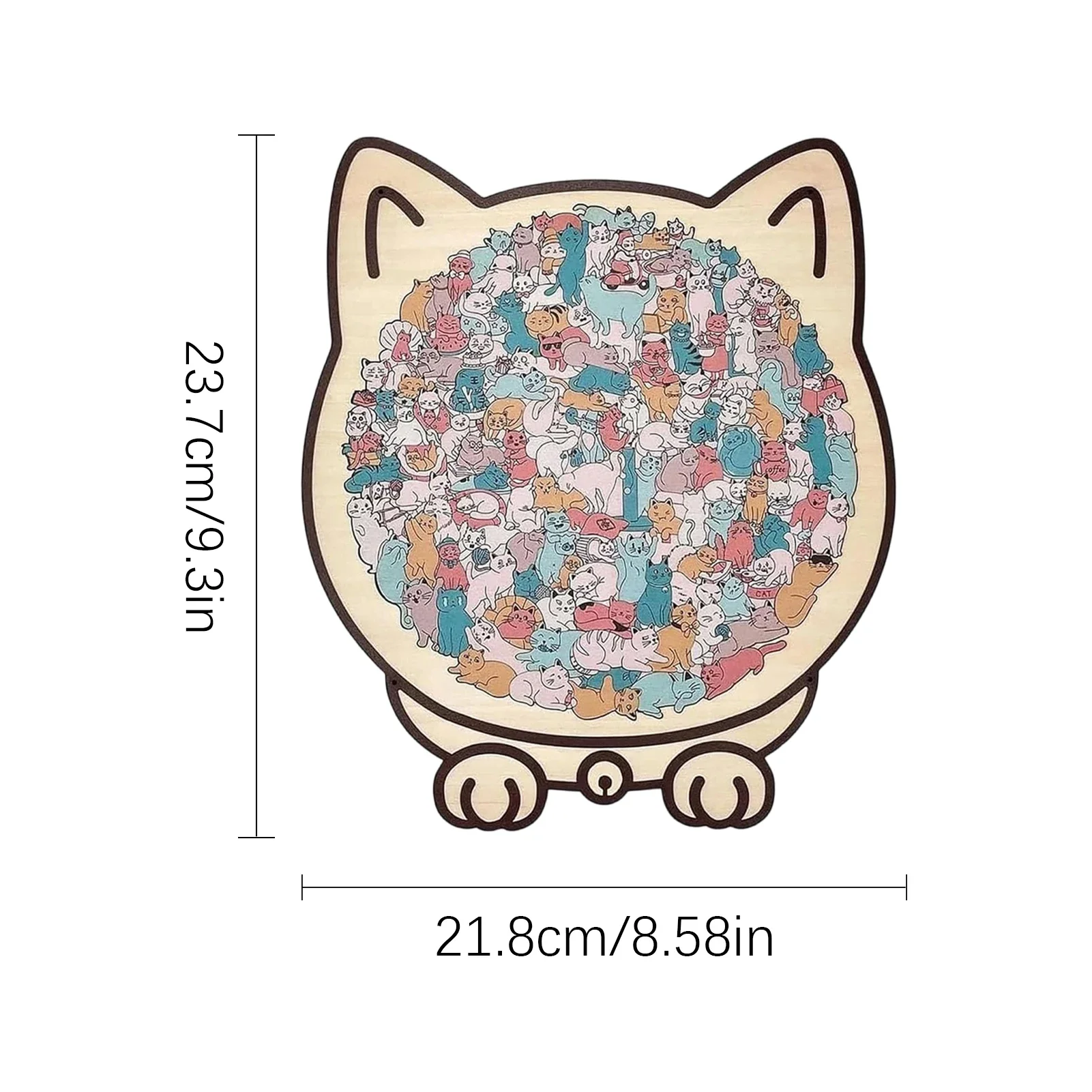 Puzzle w kształcie kota 135 elementów kolory Morandi Jasnozielony