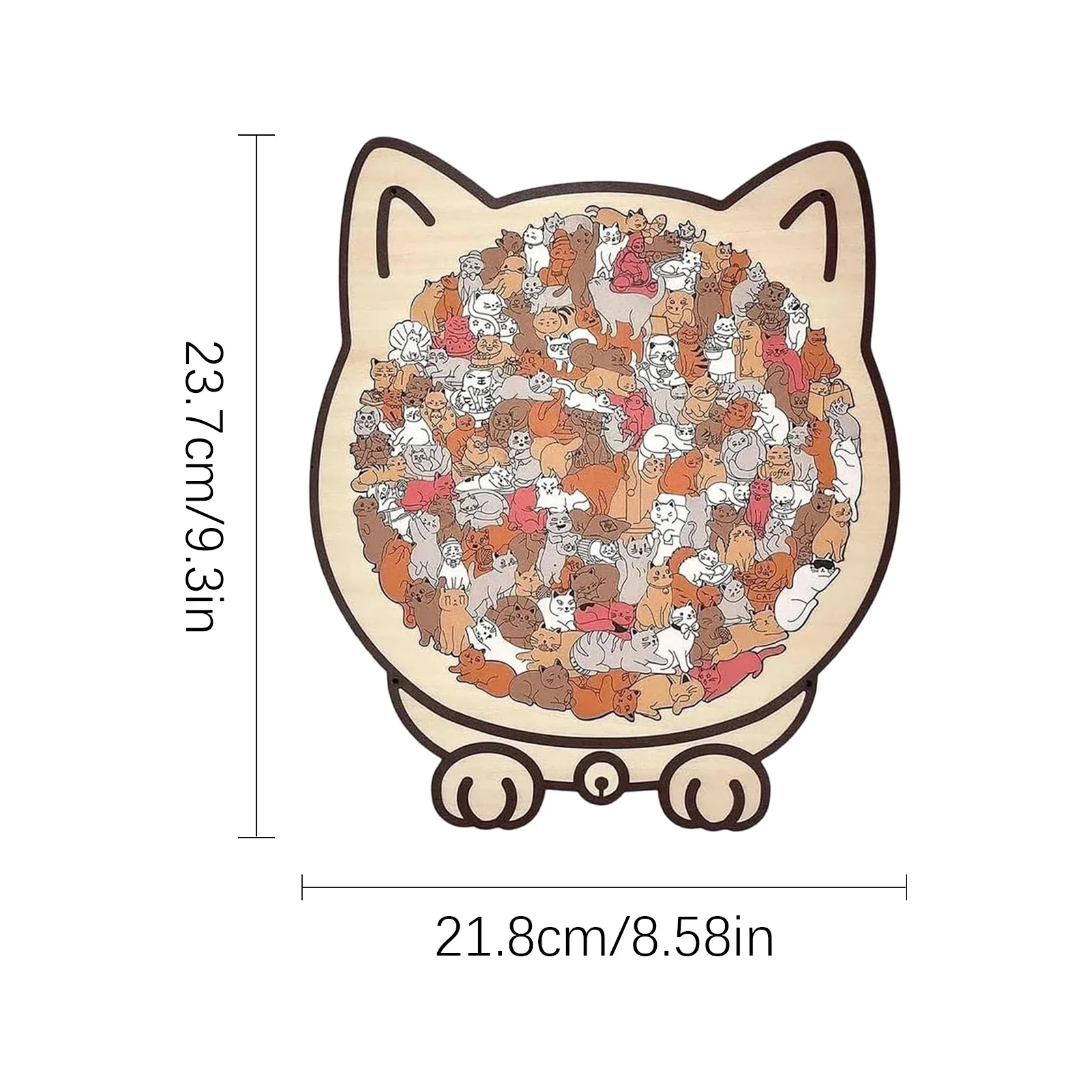 Puzzle w kształcie kota 135 elementów kolory Morandi Jasnożółty