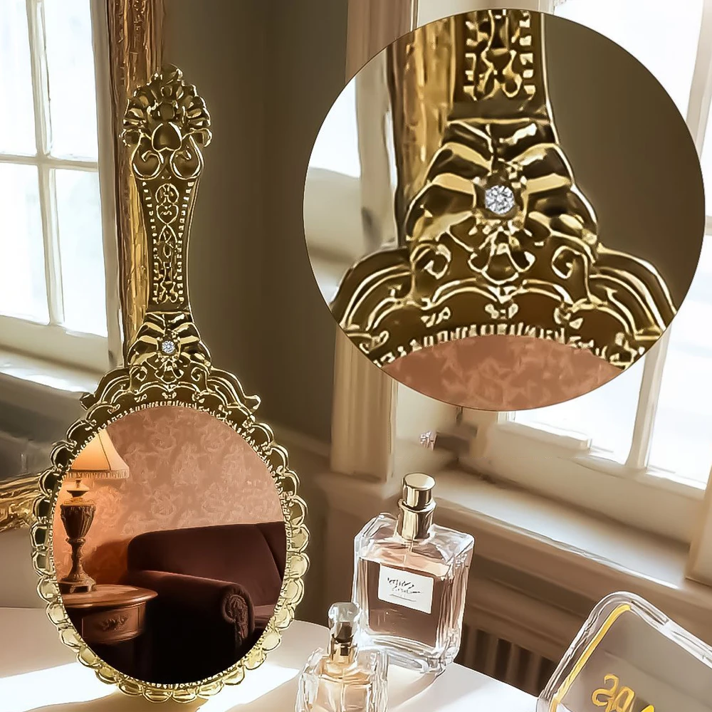 Ręczne Lusterko Vintage w Europejskim Stylu do Podróży Srebrny