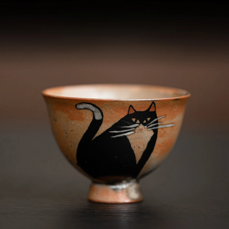 Ręcznie robiona ceramiczna filiżanka do herbaty Shino — styl Kung Fu Khaki