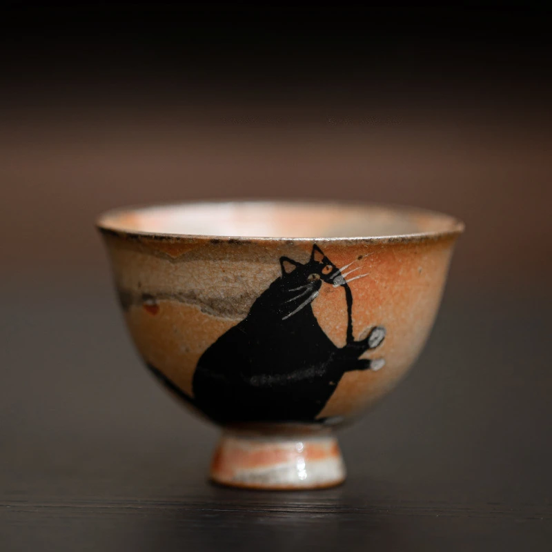 Ręcznie robiona ceramiczna filiżanka do herbaty Shino — styl Kung Fu Jasnoszary