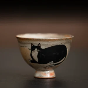 Ręcznie robiona ceramiczna filiżanka do herbaty Shino — styl Kung Fu Jasnożółty