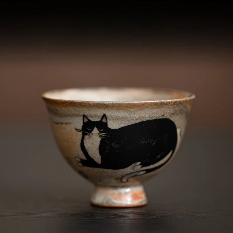 Ręcznie robiona ceramiczna filiżanka do herbaty Shino — styl Kung Fu Jasnożółty