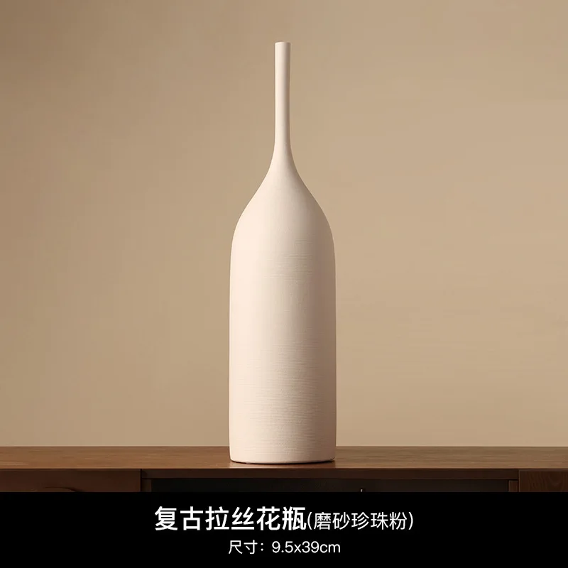 Ręcznie robiony ceramiczny wazon wabi-sabi w stylu Morandi Jasnozielony