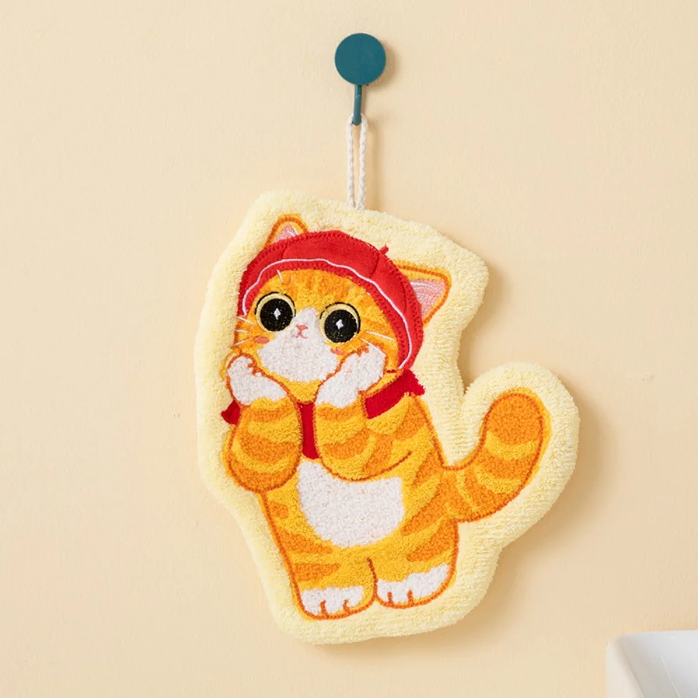 Ręcznik do rąk z motywem kota miękki i chłonny żółty