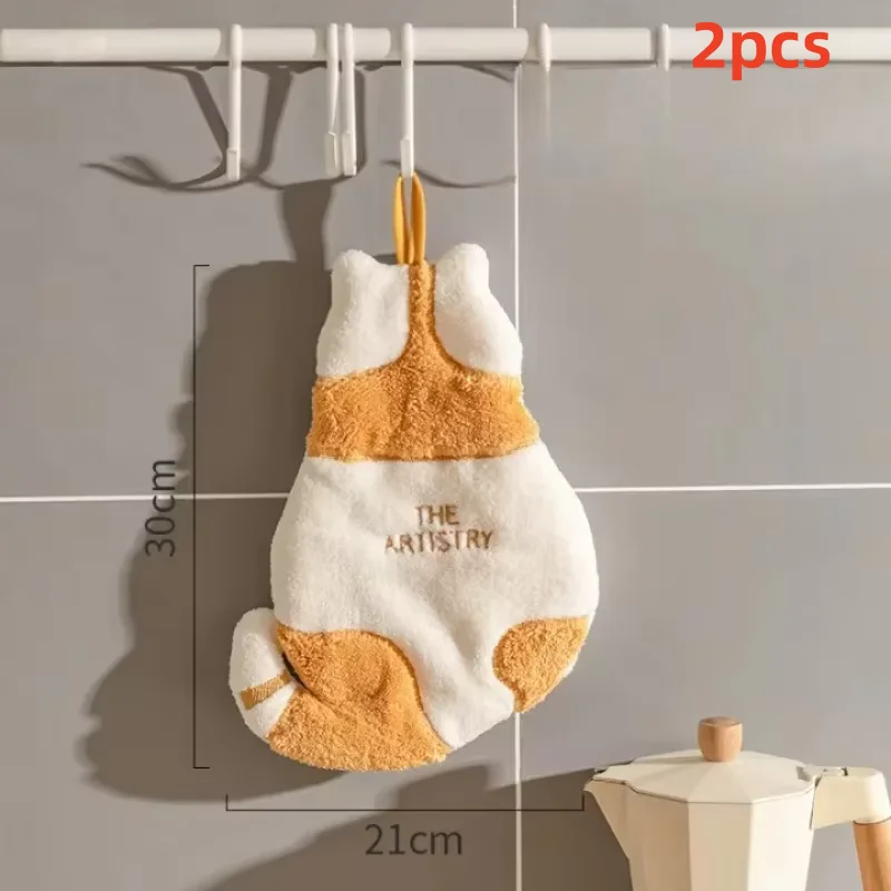 Ręcznik kuchenny z kotkiem do zawieszenia Biały