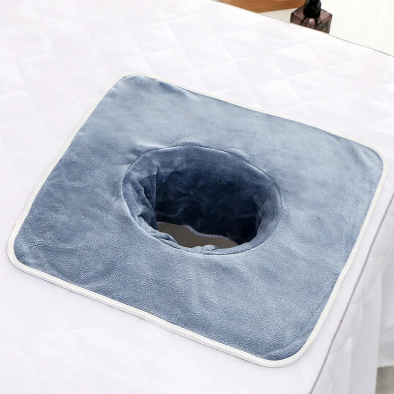 Ręcznik SPA z otworem velvet 35x35cm do masażu twarzy frotka Biały