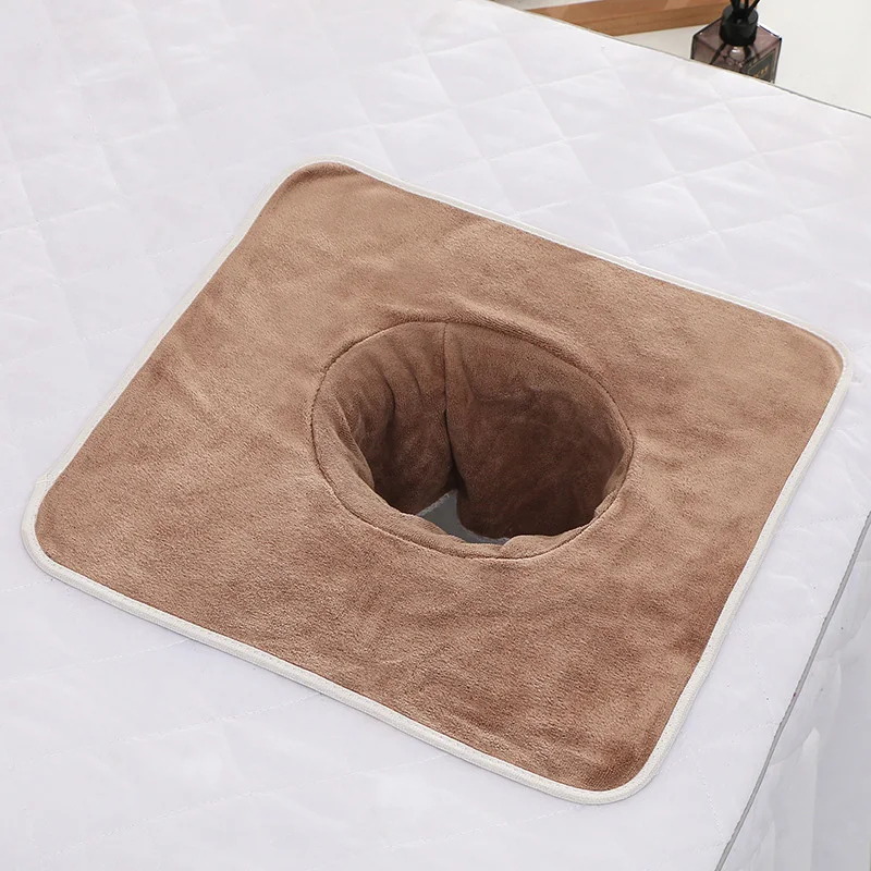 Ręcznik SPA z otworem velvet 35x35cm do masażu twarzy frotka Brązowy