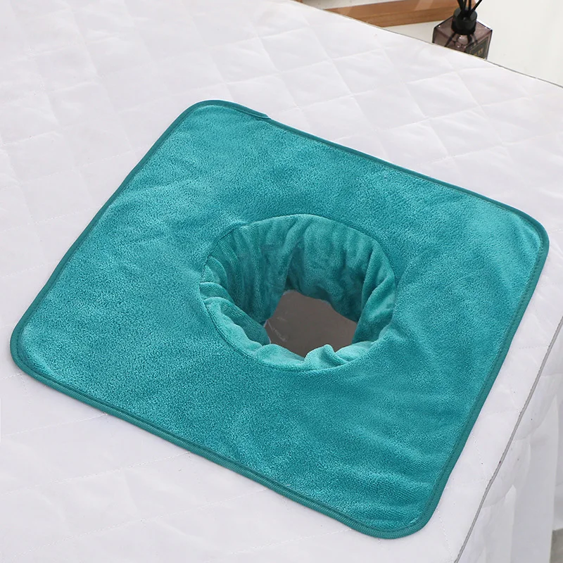 Ręcznik SPA z otworem velvet 35x35cm do masażu twarzy frotka Czarny