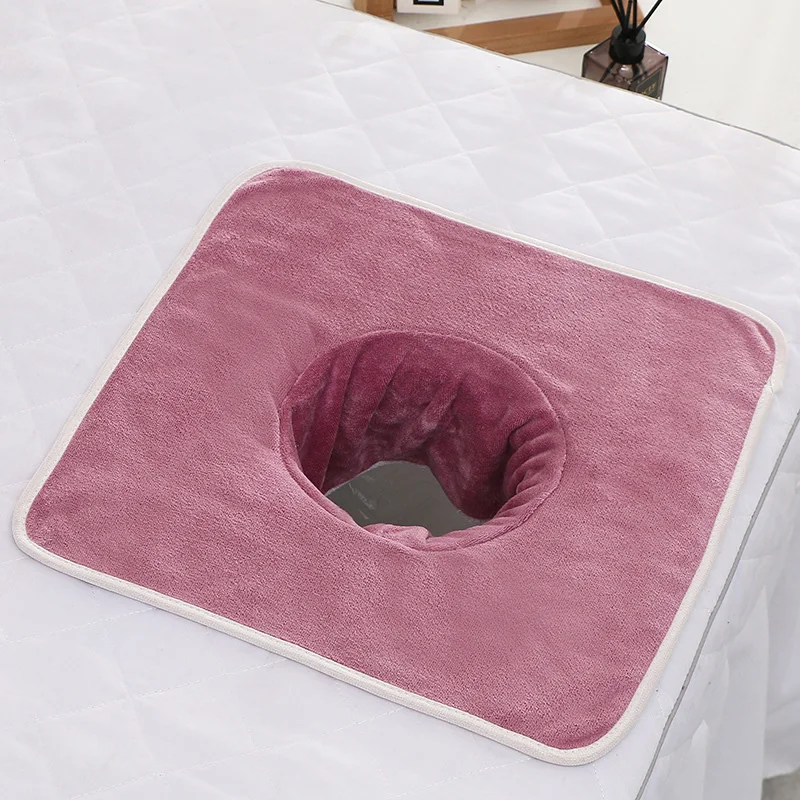 Ręcznik SPA z otworem velvet 35x35cm do masażu twarzy frotka Niebieski