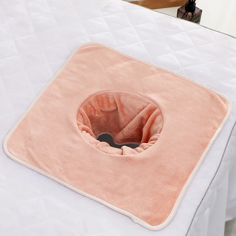 Ręcznik SPA z otworem velvet 35x35cm do masażu twarzy frotka Pomarańczowy