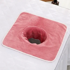 Ręcznik SPA z otworem velvet 35x35cm do masażu twarzy frotka Zielony