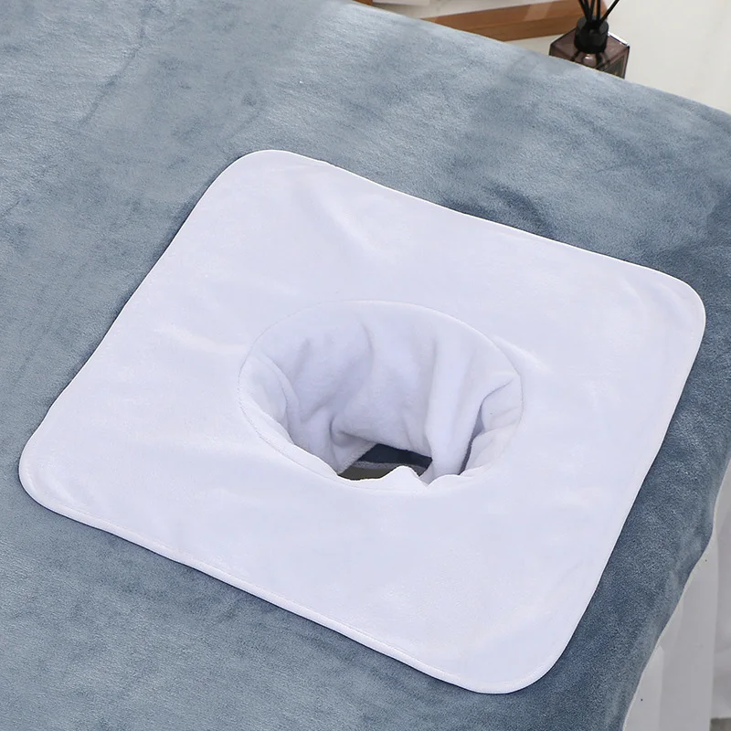 Ręcznik SPA z otworem velvet 35x35cm do masażu twarzy frotka żółty