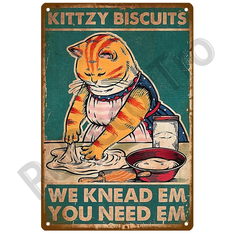Retro metalowy plakat blaszany z czarnym kotem do łazienki i kawiarni Fioletowy/фиолетовый