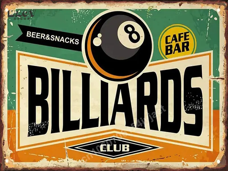 Retro metalowy blaszany znak klub bilardowy bar pub dekoracja ścienna Magenta