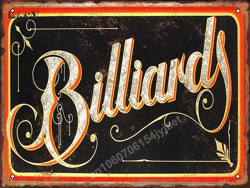 Retro metalowy blaszany znak klub bilardowy bar pub dekoracja ścienna Woda zielona
