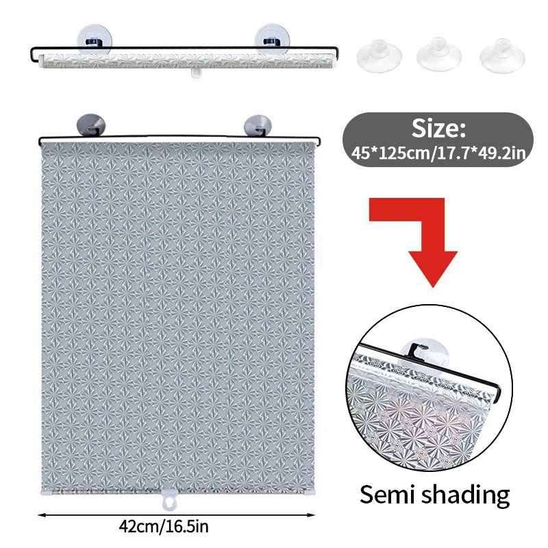 Roleta zaciemniająca na przyssawki - przenośna osłona na okno Laser 45x125cm