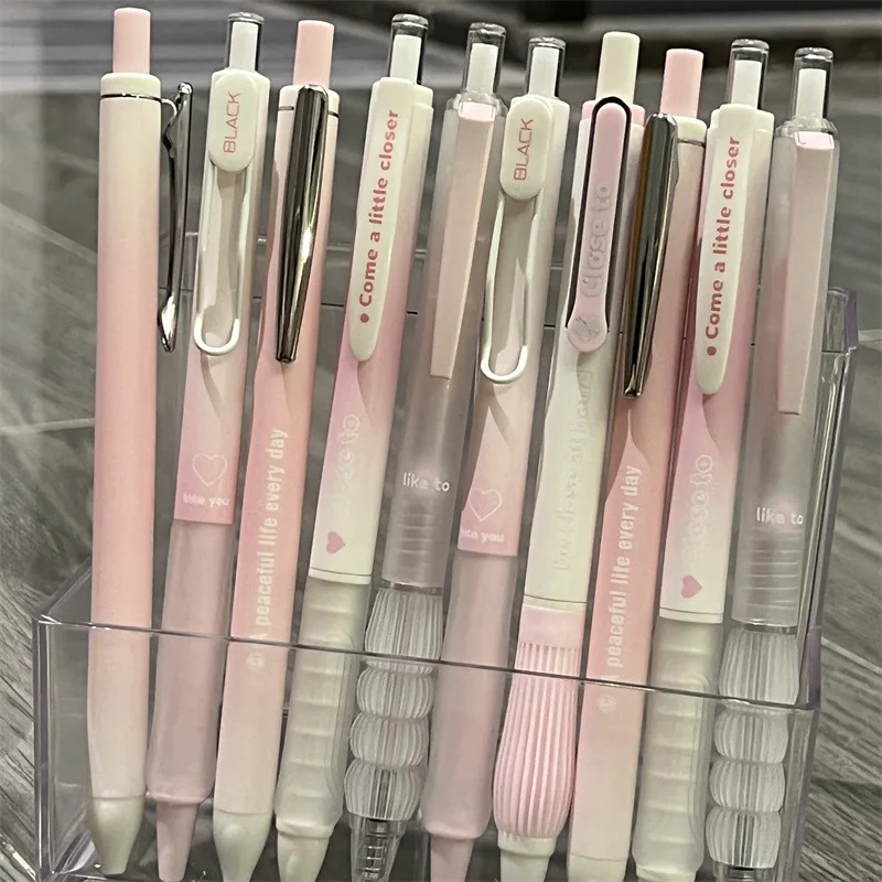 Zestaw 5 różowych długopisów żelowych 0,5 mm — eleganckie pisaki do biura Czarny